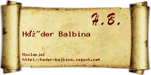 Héder Balbina névjegykártya